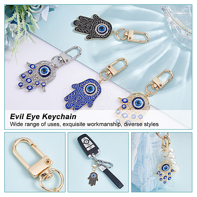 4Pcs 4 Style Alloy Enamel Turkish Evil Eye Pendant Decoration KEYC-AR0001-14-1