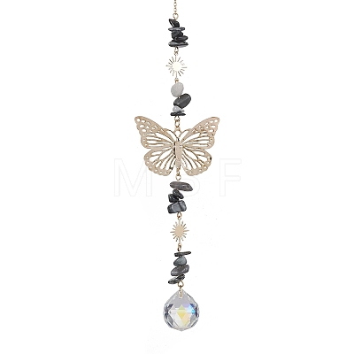 Butterfly Brass Pendant Decorations HJEW-TA00131-03-1