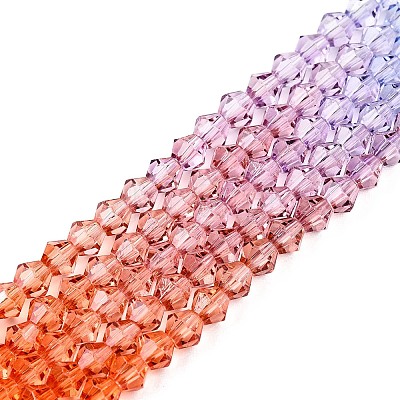 Gradient Color Baking Painted Glass Bead Strands DGLA-A039-T6mm-A015-1