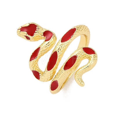 Brass Enamel Cuff Rings for Women RJEW-U043-17G-02-1