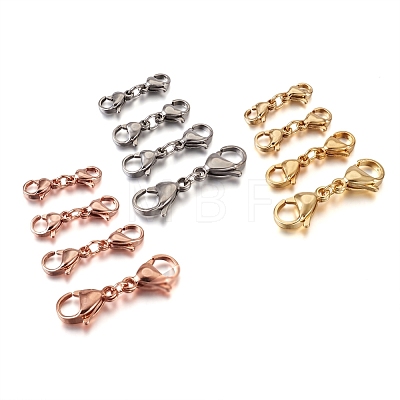 Yilisi 24Pcs 4 Style 304 Stainless Steel Lobster Claw Clasps STAS-YS0001-22-1