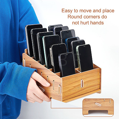 12-Grid Wooden Cell Phone Storage Box CON-WH0094-04A-1