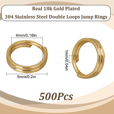 SUNNYCLUE 500Pcs 304 Stainless Steel Split Rings STAS-SC0008-16-1