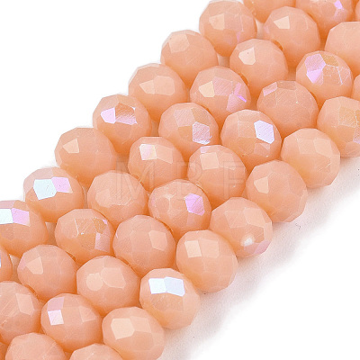 Electroplate Opaque Solid Color Glass Beads Strands EGLA-A044-P6mm-L33-1