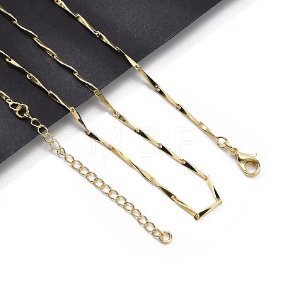 Brassl Twisted Bar Link Chain Necklaces for Men Women NJEW-G160-15G-1