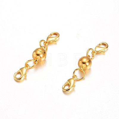 Eco-Friendly Round Brass Magnetic Clasps X-KK-I603-03G-15x10-1