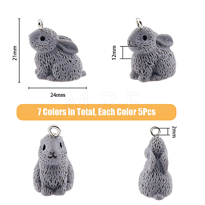 DICOSMETIC 35Pcs 7 Colors Easter Opaque Resin Cute Pet Pendants RESI-DC0001-30-1
