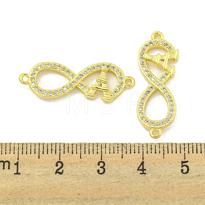 Rack Plating Brass Micro Pave Clear Cubic Zirconia Infinity with Tower Links KK-B091-48G-01-1