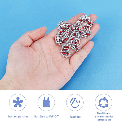 7Pcs 7 Colors Bowknot Glitter Hotfix Rhinestone DIY-FG0002-30-1