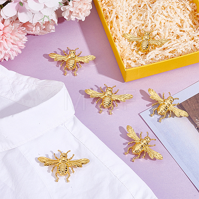 6Pcs Bees Alloy Brooches for Backpack Clothes JEWB-PH0001-48-1