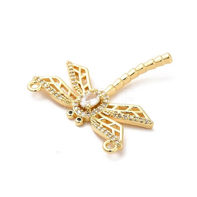 Brass Pave Clear & Jet Cubic Zirconia Connector Charms KK-H434-05G-1