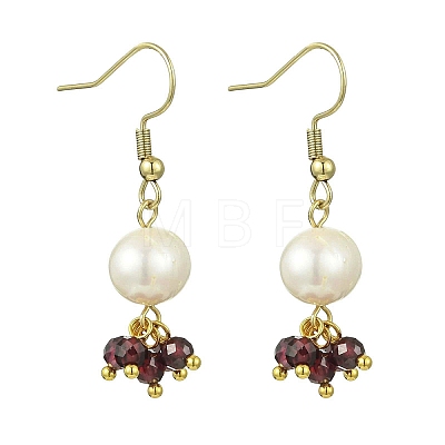Natural Mixed Stone & Natural Cultured Freshwater Pearl Beads Dangle Earrings EJEW-JE06984-1
