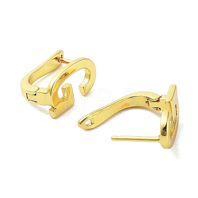 Brass Letter Stud Earrings for Women EJEW-A038-01G-G-1