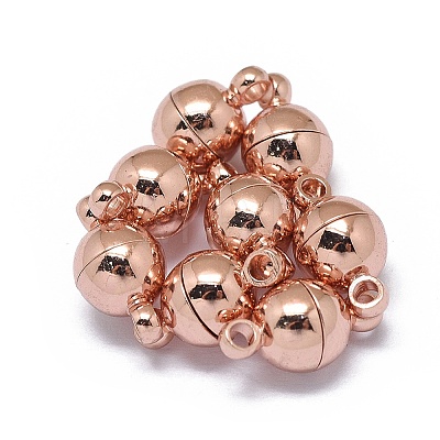 Rack Plating Brass Magnetic Clasps with Loops LS-KK-F801-02A-RG-1