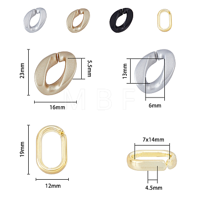 300Pcs 4 Style Spray Painted CCB Plastic Linking Rings CCB-FH0001-13-1