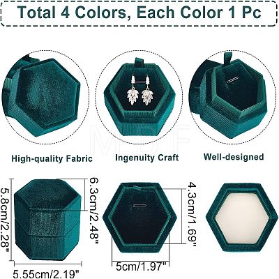  4Pcs 4 Colors Velvet Jewelry Box VBOX-NB0001-05-1