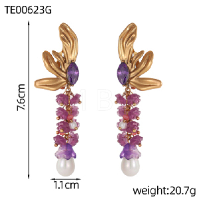 Flower Brass Stud Earrings STAS-OY015-39G-1