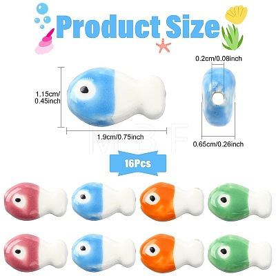16Pcs Handmade Porcelain Ceramic Beads PORC-FS0001-68B-1