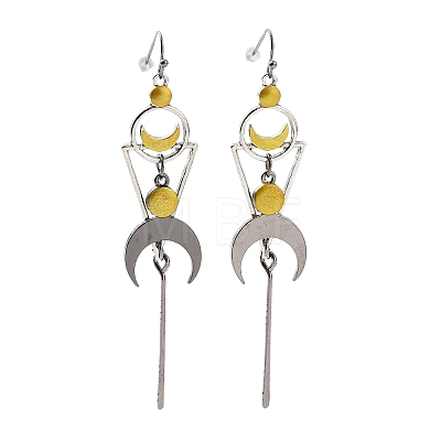 Alloy Geometry with Moon Dangle Earrings EJEW-B015-05-1