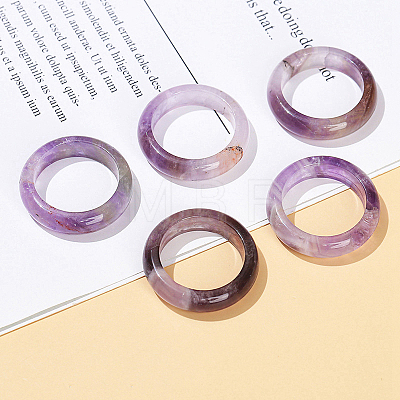 Natural Amethyst Plain Band Finger Rings LS-PW-WG26698-02-1