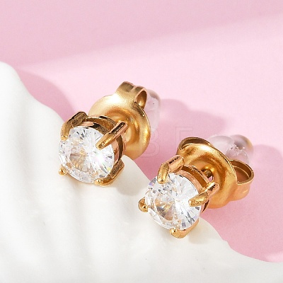 304 Stainless Steel Rhinestone Stud Earrings EJEW-G423-16G-01-1