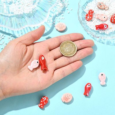 12Pcs 8 Styles Handmade Porcelain Beads PORC-FS0001-61-1