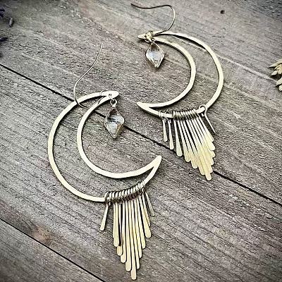 Moon Alloy Rhinestone Dangle Earrings FS-WGEABDC-01-1