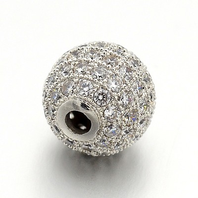 CZ Brass Micro Pave Cubic Zirconia Round Beads ZIRC-L017-03P-1