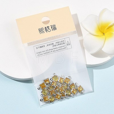 SHEGRACE Brass Pave Cubic Zirconia Square Connector Charms XGRQ2O014-440D-P-1