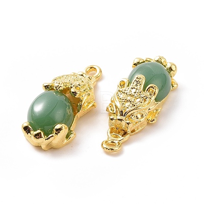 Alloy with Glass Imitation Jade Pendants FIND-G047-06G-02-1