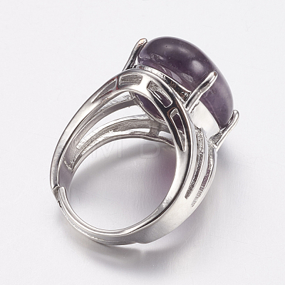 Natural Amethyst Wide Band Finger Rings X-RJEW-K224-A20-1