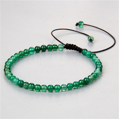 4mm Natural Agate Beaded Braided Bracelets SY1950-26-1