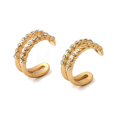 304 Stainless Steel Rhinestone Cuff Earrings EJEW-L313-04G-1
