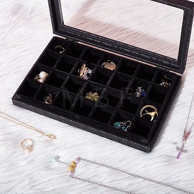 28 Grids Printed Imitation Leather Jewelry Tray Organizer Boxes MRMJ-WH0077-086-1