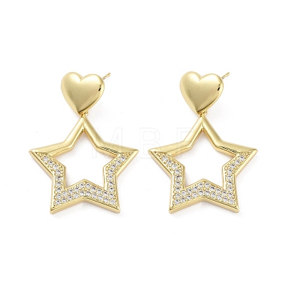 Rack Plating Brass Micro Pave Cubic Zirconia Studs Earrings EJEW-B047-03G-04-1