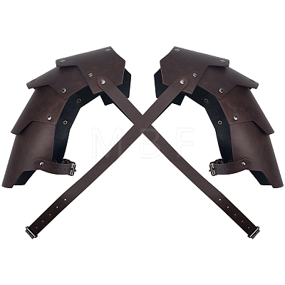 1Pc Medieval PU Leather Double Shoulder Armor AJEW-CL0002-44-1