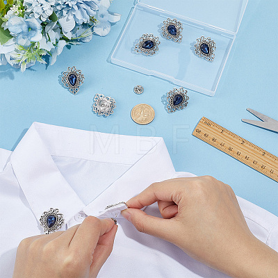 8Pcs Teardrop Zinc Alloy & Glass Lapel Pin Backs for Clothes JEWB-PH0001-90A-1