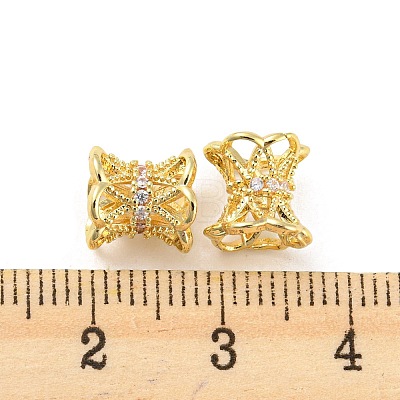 Brass Micro Pave Cubic Zirconia Spacer Beads KK-H452-21G-1