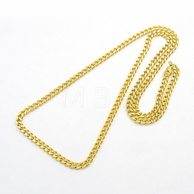 Men's 304 Stainless Steel Curb Chain Necklaces STAS-O037-57G-1