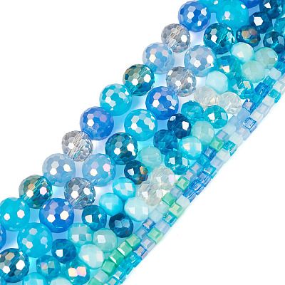 3 Strands 3 Style Electroplate Glass Beads Strands EGLA-TADJ0001-11B-1