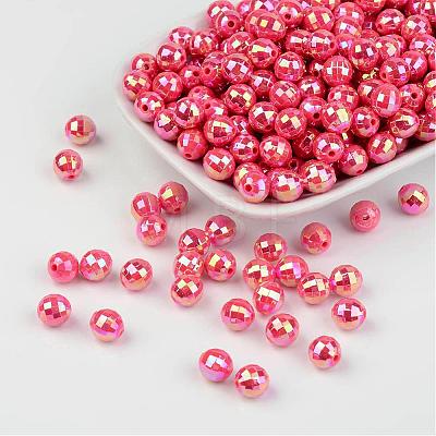 Faceted Colorful Eco-Friendly Poly Styrene Acrylic Round Beads SACR-K001-8mm-65-1