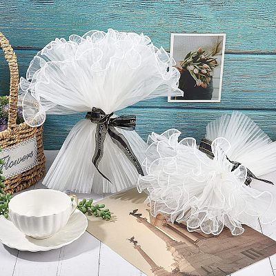  2Bags Pleated Gauze Yarn Flower Bouquets Wrapping Packaging OP-NB0001-13B-1