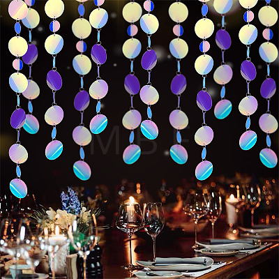 Irridescent PVC Glitter Circle Dots Garland LS-HJEW-WH0036-37-1