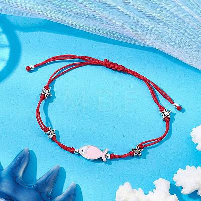 Nylon Braided Bead Bracelets for Women Men BJEW-JB11312-1