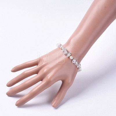 Natural Quartz Crystal Chip Beaded Bracelets BJEW-JB04933-02-1