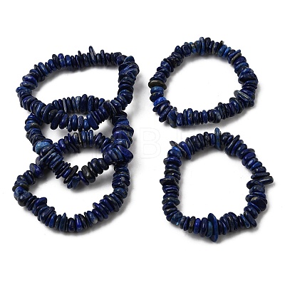 Natural Lapis Lazuli Chip Beaded Stretch Bracelets GG-CBA0FEA-01A-1