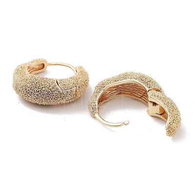 Brass Textured Hoop Earrings KK-B082-24G-1