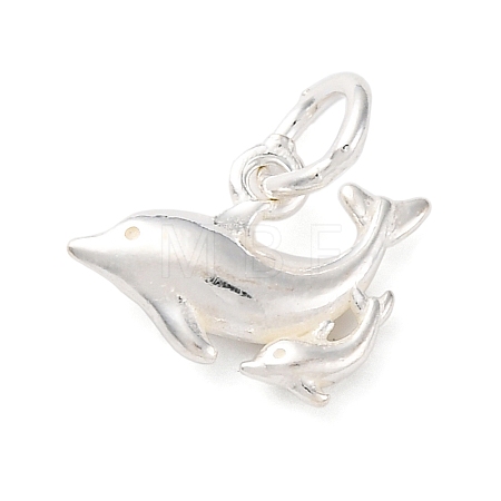 925 Sterling Silver Double Dolphin Charms STER-G045-12S-1