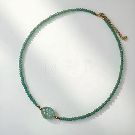 Ocean Handmade Lampwork Shell Shape and Rondelle Beaded Necklaces with 201 Stainless Steel End Chains WG494DC-02-1