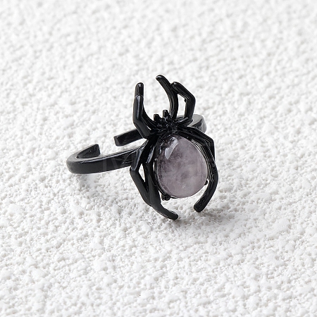 Natural Rose Quartz Spider Open Cuff Rings PW-WGC70E9-08-1
